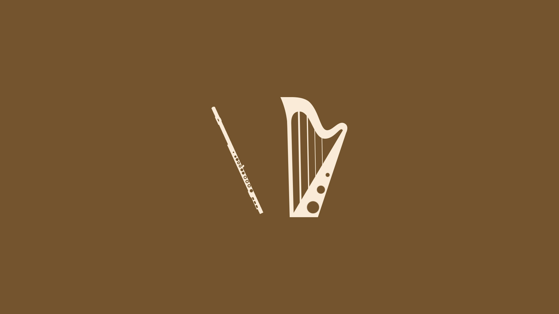 Concert harp and flute - temporary placeholder image artificially generated with Dall-E